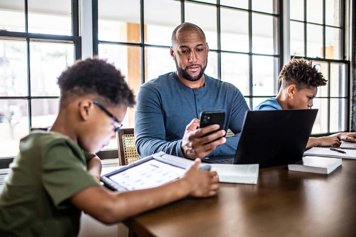 Father and Daughter with Secured Devices