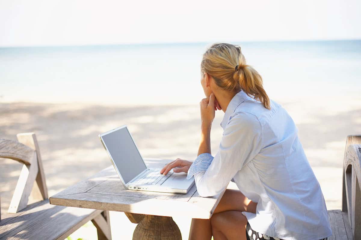 Woman on the Beach w/ Laptop